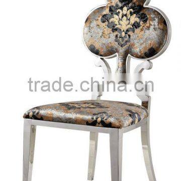B355 Classic Design Stainless Steel Frame Flower Fabric Velvet Dining Chairs photo-2