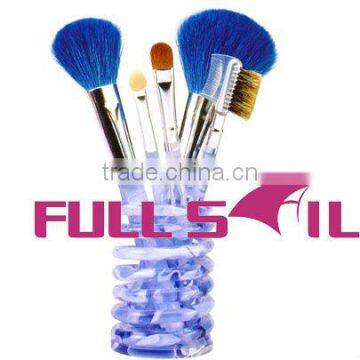 6 Pcs white plastic handle professional high quality synthetic hair Makeup brush set, Cosmetic brush set with plastic case