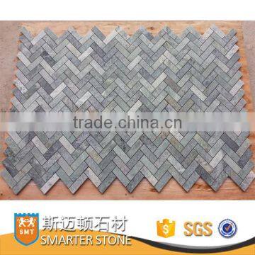 Herringbone mosaic ming green marble mosaic stone for backsplash