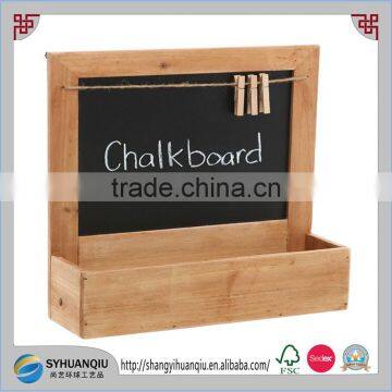 Country Rustic Wood Wall Mounted Erasable Chalkboard / Small Decorative Hanging Storage Shelf Rack30x9x31cm
