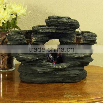 Two Stream Rock Tabletop Fountain with LED Lights