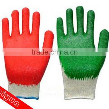 Cotton safety gloves, Knittle wrist cotton lining PVC heavy duty safety gloves, work glove