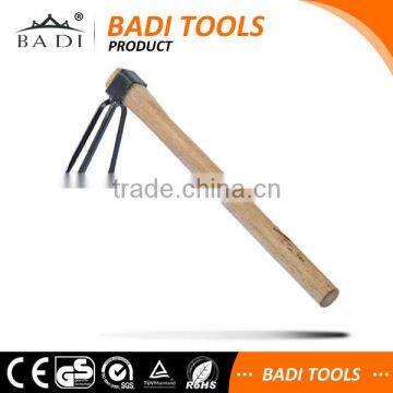 mini dual wood handle garden digging rake /garden hoe/garden fork