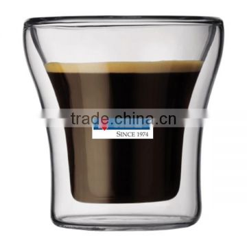 90ml , 200ml , 300ml , 400ml hand made borosilicate double wall glass made in china