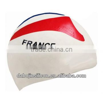 France national Flag Patriotic Silicone Swim Caps with CE/ROHS certification