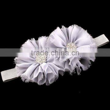 Shabby Chiffon Flower Headband With Rhinestone Center for Kids Hair Accessories photo-5