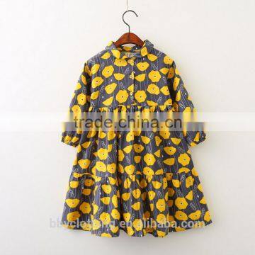 2017 Autumn Winter Kids Dresses Design Girl Printing Flower Birthday Party Dress photo-3