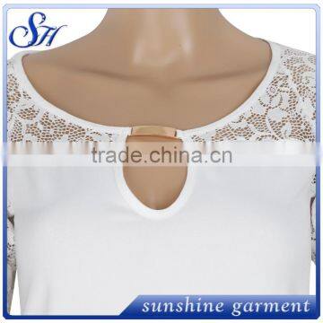 2017 Sexy White Tank Top With Lace Wholesale 95%polyester 5%spandex photo-3