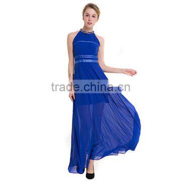 Maxnegio Long Dress Maxi Chiffon Beaded Round Neck Evening Dress photo-6