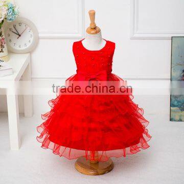 MGOO Hot Selling Factory OEM Kids Party Clothes Baby Princess Dress Pink Birthday Girl Dress Purple/White/Red 2015 photo-4