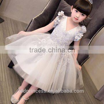 2017 New Style Girls Fancy Dress Embroidery Fabric Pink Kids Party Dress photo-2