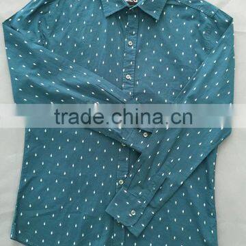 Long Sleeve Shirt Fashion Dot Casual Man Green Shirts