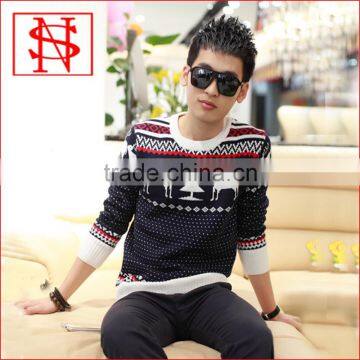 Men's jacquard knitting patterns christmas pullover sweater