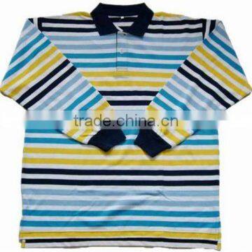 long sleeve printed stripe polos for men