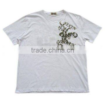 White Round Neck Men's Printed T-Shirt