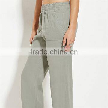 2017 OEM Soft Jogger Trousers Casual Olive Linen Women Pants photo-2