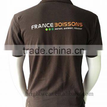 100% Polyester Men's Uniform Polo Shirt With 200gsm Pique Fabric and Heat-transfer Printing