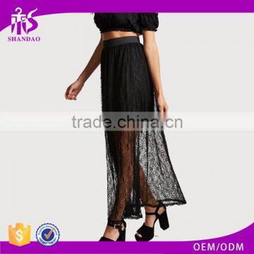 Guangzhou Shandao Summer New Design Fashion Women Black Lace Transparent Skirt Pictures