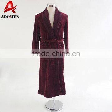 Hot selling minky collar soft flannel fleece long bathrobe gown