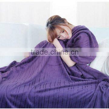2015 Hot Sale 100% Polyester Wholesale Hometextile Bedding Set Twin King Full Queen Size Warm Glossy Line Coral Fleece Blanket photo-2