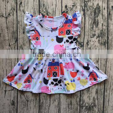 2017 Baby Girls Summer Outfits Little Girls Animals Printed Cartoon Pattern dresses Kids Cotton Flutter Clothes Dress