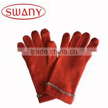 SOLID SNUG YARN TEXTING GLOVE WITH CHAIN