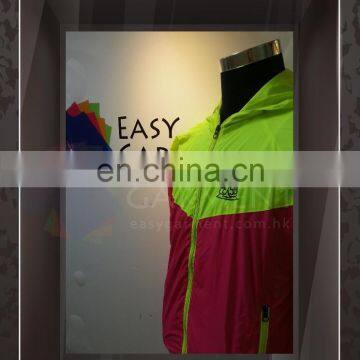 Custom Fashionable 100% Polyster nylon Logo Printing Unisex Shocking Green and pink Jacket