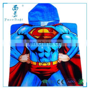 Marvel audit towel supplier Magic superman cartoon character reactive printed cotton children hooded beach towel poncho pattern