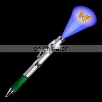 promo projector pen/torchlight pen w/rubber grip(batteries included,twist writing,click projector image,CE,RoHS approval)