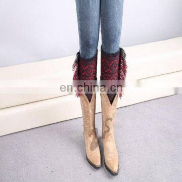 Trendy Knitted Tassel Boot Socks Printed Stripe Boot Cuff photo-4