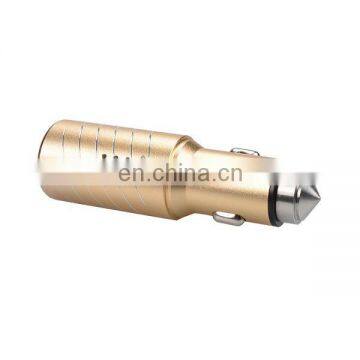 3 in 1 Gold/Silver Aluminum Alloy Anion air purifier 5V 3.1A Dual USB quick charge safty hammer Car Charger