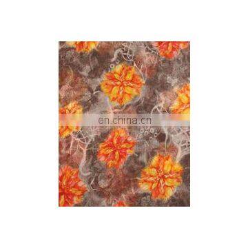 Brown Orange Gambia Floral Kota Doria Screen Printed Fabric