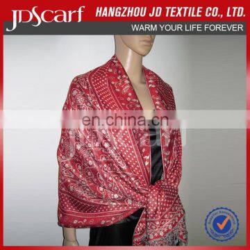 Made by 100% polyester with silver thread flowers Jacquard Scarfs ShawlsPattern Scarves