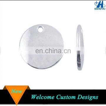 Custom engraved round shaped dog tag metal jewelry tags on Alibaba China