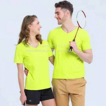 V-neck sports  quick dry T shirt Customized logo printed