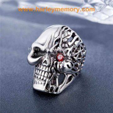 wholesale brand name stainless steel biker skull rings