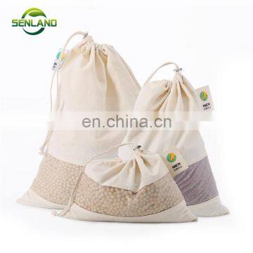 Organic cotton TPU Eco-friendly reusable Cotton Drawstring Bags