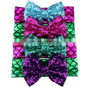 5 дюймовая головная лента с последовями в стиле русалки для девочек, блестящий завиток для волос для младенцев, головной убор для танцевальных вечеринок, 10 цветов photo-6