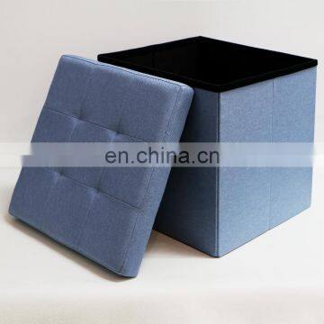 Living Room Leather Foldable Linen Storage Fabric Stool Pouf Tufted Ottoman Box Furniture Manufacturer photo-5