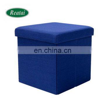 Reatai Blue Tufted Velvet Storage Folding Dine Indoor Stool Ottoman Chair photo-5