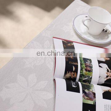 2019 High Quality Printing Tablecloth Jacquard White Rectangle Banquet Party Home Wedding Church Table Cloth With Flower Pattern photo-7