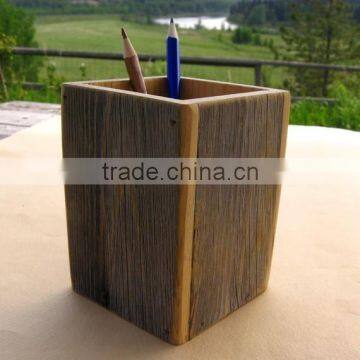 Custom rustic antique wooden pen holder,wooden pencil holder