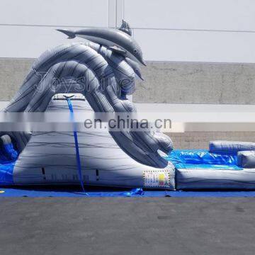 Gray Marble Double Dolphin Waterslide Large Inflatable Water Slide For Kids photo-4