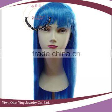 Cheap Orange Color Straight Synthetic Hair Party Wigs With Neat Bang photo-2