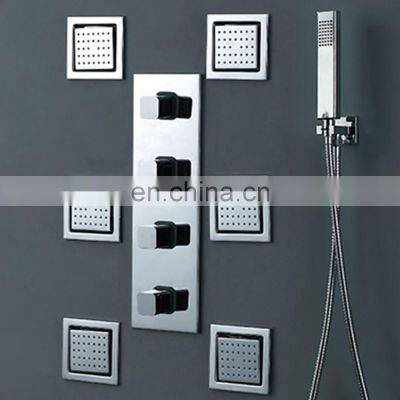 HM002 Luxury concealed thermostatic black rustic shower body set chrome bathroom