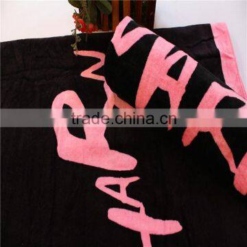 Factory produce 100% Cotton Terry Custom Reactive Printed Black Beach Towel