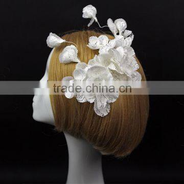 Customized Bridal Hair Accessories Ivory Lace Flower Branch Fascinator Wholesale Quality Choice