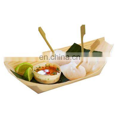 qingdao custom logo shape reusable large wooden sushi boat trainer supplier