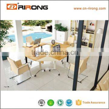 Square Steel Wood Veneer Open Office Workstation for 4 People photo-2