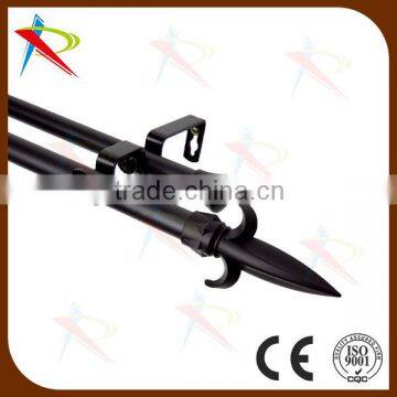 Double rod black curtain rod set